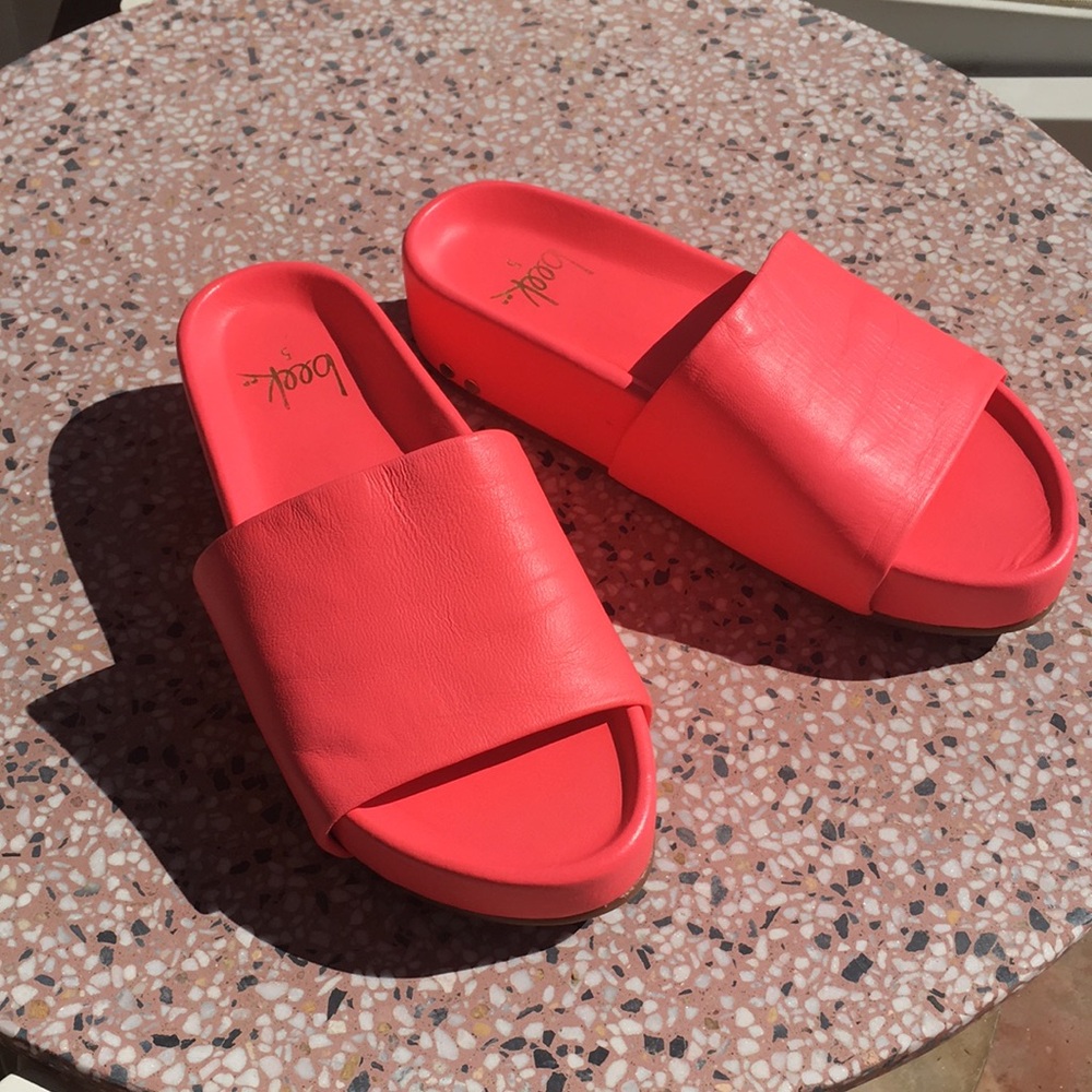 New $280 SOLD OUT beek Pelican Wedge Pink Platform Slides Shoes Sandals